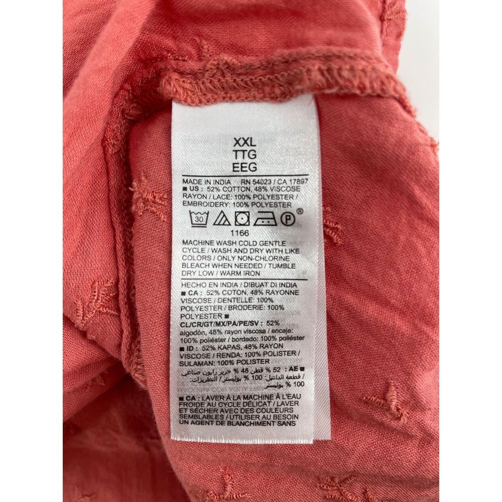 Old Navy Blouse Women XXL Terracotta Boho Crochet Lace Embroidered Peasant Artsy - Picture 5 of 11
